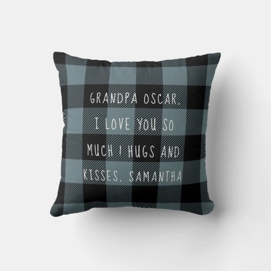 青と黒のプライドの最高のグランパの贈り物と写真 クッション (裏面)