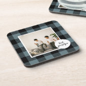 青と黒のプライドの最高のグランパの贈り物と写真 コースター (左側)