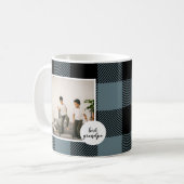 青と黒のプライドの最高のグランパの贈り物と写真 コーヒーマグカップ (正面左)