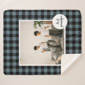 青と黒のプライドの最高のグランパの贈り物と写真 シェルパブランケット (正面(横))