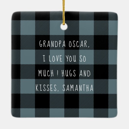 青と黒のプライドの最高のグランパの贈り物と写真 セラミックオーナメント (裏面)