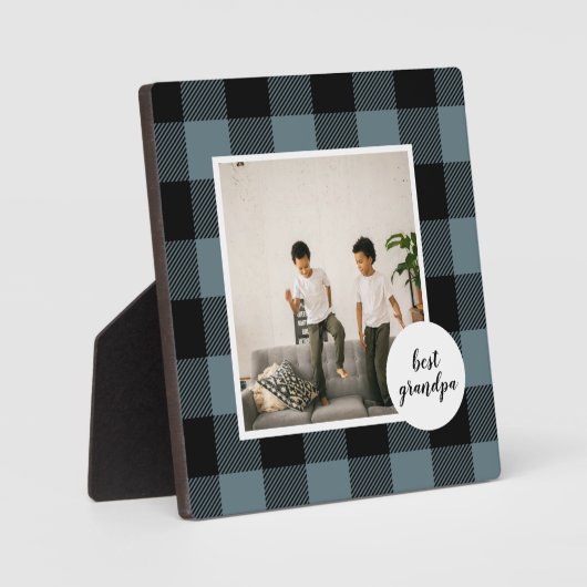 青と黒のプライドの最高のグランパの贈り物と写真 フォトプラーク (正面)