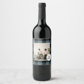 青と黒のプライドの最高のグランパの贈り物と写真 ワインラベル (正面)