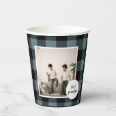 青と黒のプライドの最高のグランパの贈り物と写真 紙コップ (正面)