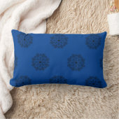 青と黒のマンダラ装飾用クッション ランバークッション (ブランケット)