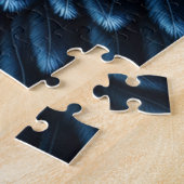 青と黒のマージーフクロウ ジグソーパズル (側面)