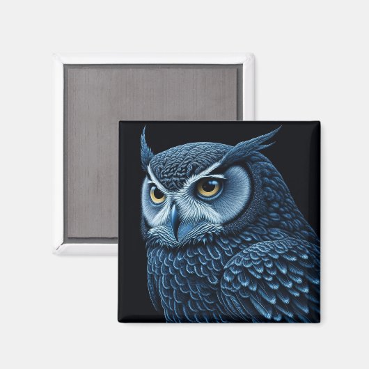 青と黒のマージーフクロウ マグネット (正面/裏面)