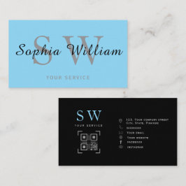 青と黒のモノグラムミニマルビジモダンネス コーリングカード