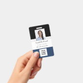 青と黒のライン入り 名前 写真 従業員 社員 悪い バッジ (手持ち)