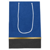 青と黒のレザーフェイクの組み合わせ ミディアムペーパーバッグ (裏面)