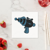 青と黒のレトロレーザーガン スタンダードカクテルナプキン (インサイチュ)