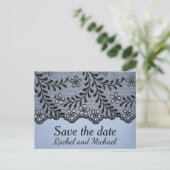 青と黒のレースフェイク日付を保存 案内ポストカード (スタンド正面)