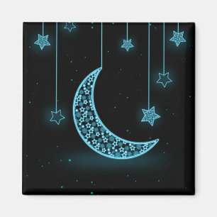 青と黒の三日月と星 マグネット
