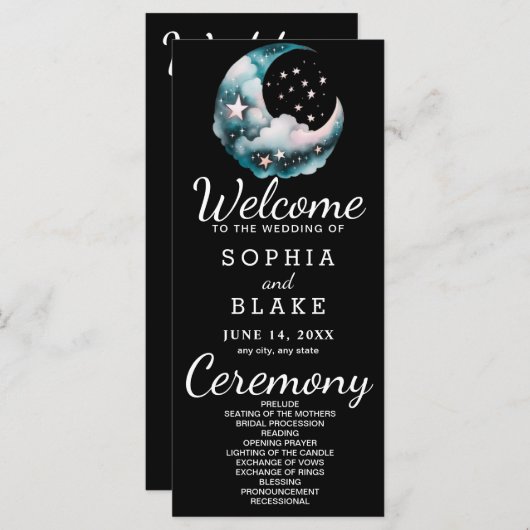 青と黒の三日月結婚式 プログラム (正面/裏面)