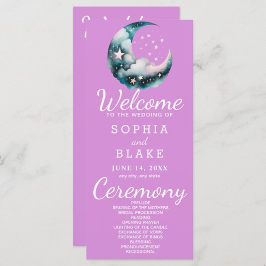 青と黒の三日月結婚式 プログラム (正面/裏面)