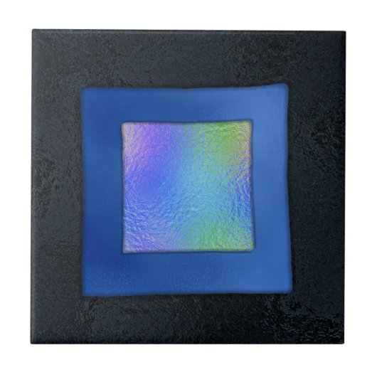 青と黒の二色性溶融ガラスの外観 タイル (正面)