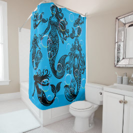 青と黒の人魚シャワーカーテン シャワーカーテン