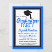 青と黒の写真卒業パーティー 招待状 (正面)