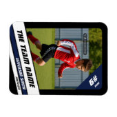 青と黒の力強いサッカープレイヤーグッズトレーディングカード マグネット (横)
