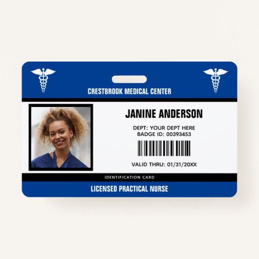 青と黒の医療従事者医師LPNナースID バッジ (正面)