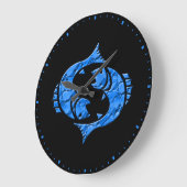 青と黒の占星術〔占星術の〕十二宮図サインピセス ラージ壁時計 (傾斜)