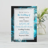 青と黒の大理石の流体アート結婚ズ 招待状 (スタンド正面)