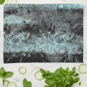 青と黒の奇妙澄んな繊維質感 キッチンタオル (折り畳み)