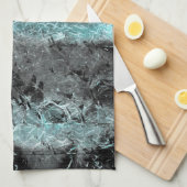 青と黒の奇妙澄んな繊維質感 キッチンタオル (四つ折り)