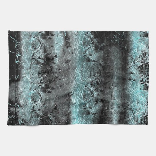 青と黒の奇妙澄んな繊維質感 キッチンタオル (横)