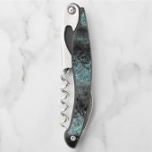 青と黒の奇妙澄んな繊維質感 ソムリエナイフ (正面)