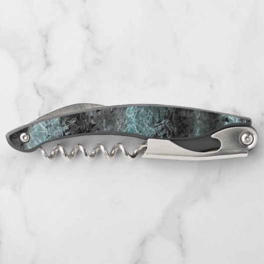 青と黒の奇妙澄んな繊維質感 ソムリエナイフ (裏面)