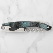 青と黒の奇妙澄んな繊維質感 ソムリエナイフ (正面)