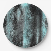 青と黒の奇妙澄んな繊維質感 ペーパープレート (正面)