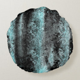 青と黒の奇妙澄んな繊維質感 ラウンドクッション
