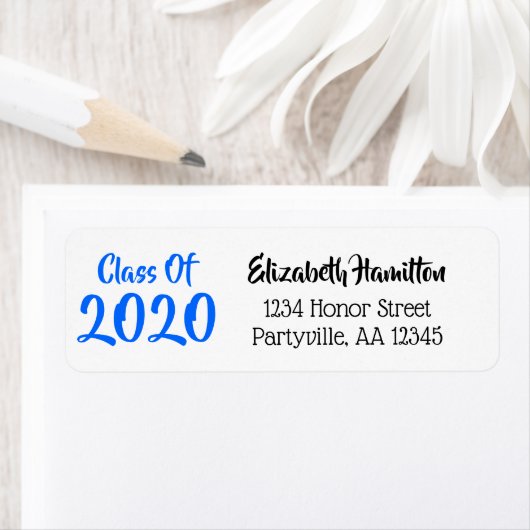 青と黒の学校の色のクラス年のアドレス ラベル (インサイチュ)