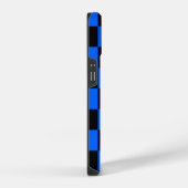 青と黒の市松模様チェック柄 iPhoneケース (右側面)