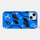 青と黒の幻想的な蔦模様  iPhone 15ケース (裏面横)