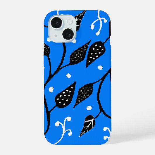 青と黒の幻想的な蔦模様  iPhone 15ケース (裏面)
