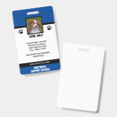 青と黒の感情的なサポートサービス動物ID バッジ (表裏)