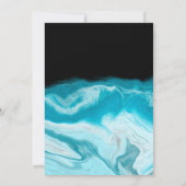 青と黒の抽象流動アート ウェディング 招待状 (裏面)