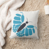 青と黒の抽象芸術の蝶飛んでいる枕 クッション (ブランケット)