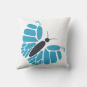 青と黒の抽象芸術の蝶飛んでいる枕 クッション (裏面)