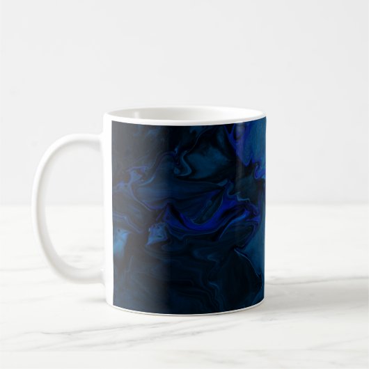 青と黒の抽象芸術絵画 コーヒーマグカップ (左)