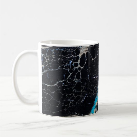 青と黒の抽象芸術絵画 コーヒーマグカップ (左)