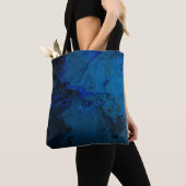 青と黒の抽象芸術絵画 トートバッグ (クローズアップ)