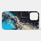 青と黒の抽象芸術絵画 Case-Mate iPhoneケース (裏面 (横))