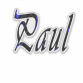 青と黒の文字で"Paul"と書かれたデザイン シール (正面)