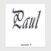 青と黒の文字で"Paul"と書かれたデザイン シール (シート)