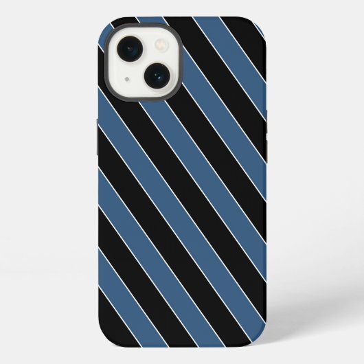 青と黒の斜めストライプ iPhoneケース (裏面)