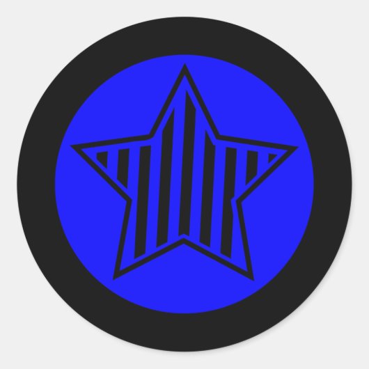 青と黒の星の丸いシール ラウンドシール (正面)